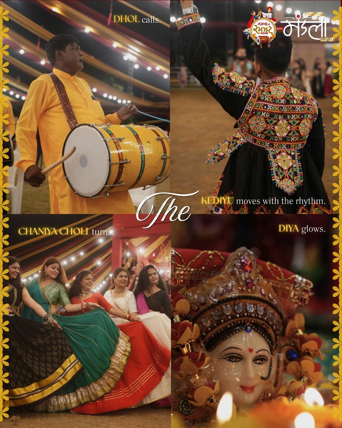 The raas circle in full flow, late in the night
